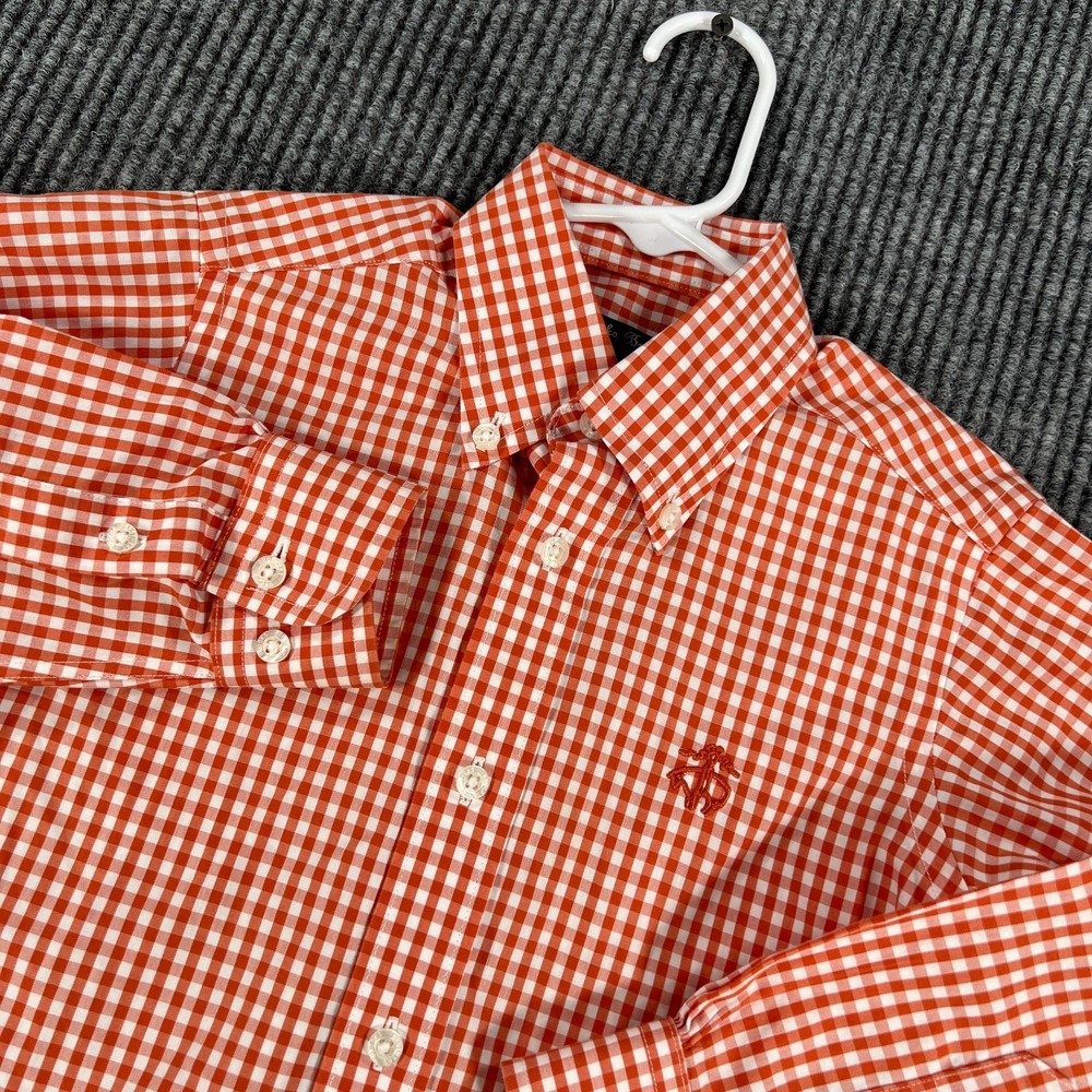 Brooks Brothers Shirt Boys XS Extra Small Orange Check Long Sleeve Button Down - Picture 1 of 13
